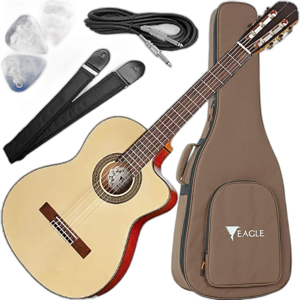 Kit Violão Eletroacustico Cutaway Eagle Ch800 NT Natural Vx01
