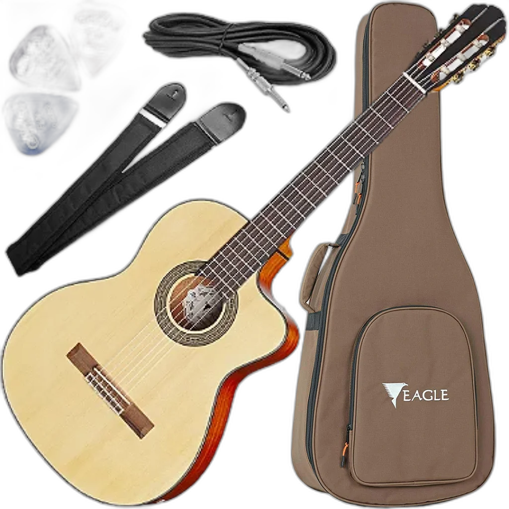 Kit Violão Eletroacustico Cutaway Eagle Ch800 STNT Satin Natural Vx01