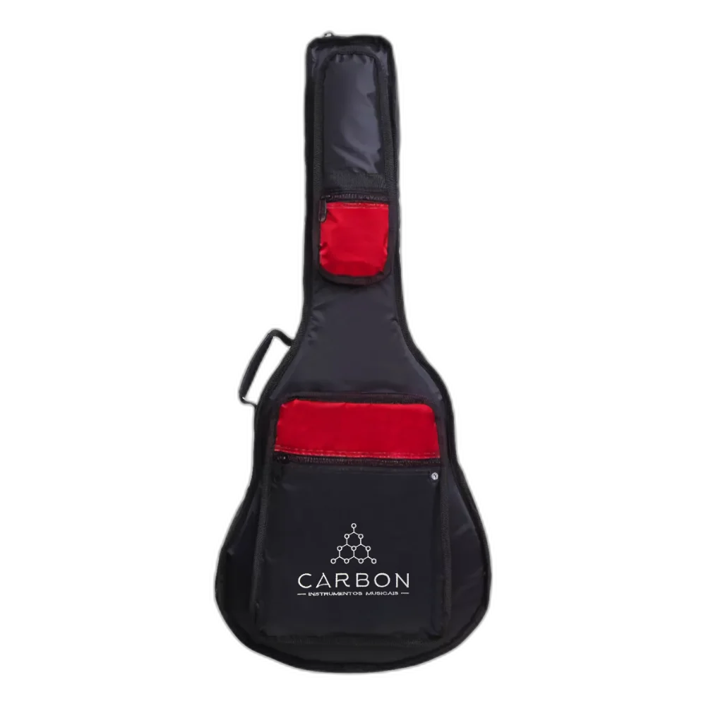 Capa Bag Violão Folk Acolchoada Premium Nylon 70 Vermelha