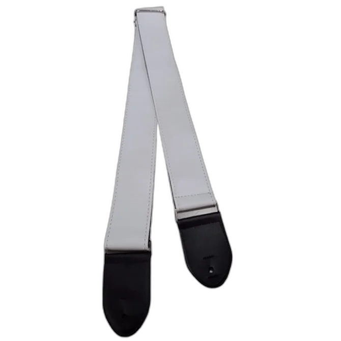 Correia Couro Sintético Branca 5cm Lisa Para Violão, Guitarra, Baixo