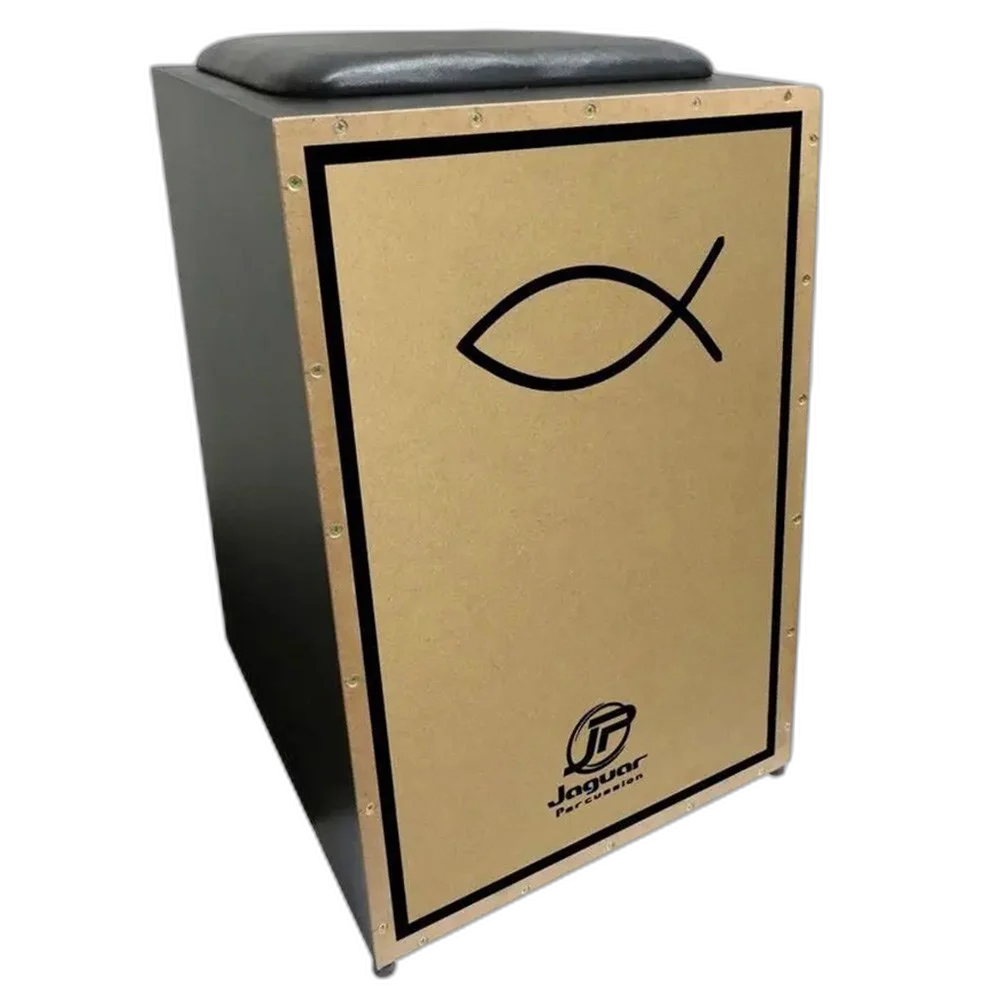 Cajon Jaguar Eletroacustico PB002EQ Estampa Gospel Peixe