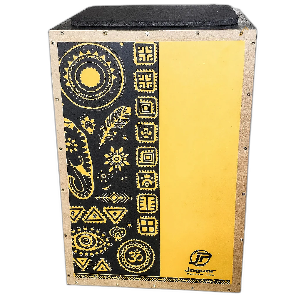 Cajon Acustico Jaguar K2 Pb 021 Estampa Flores Amarelo
