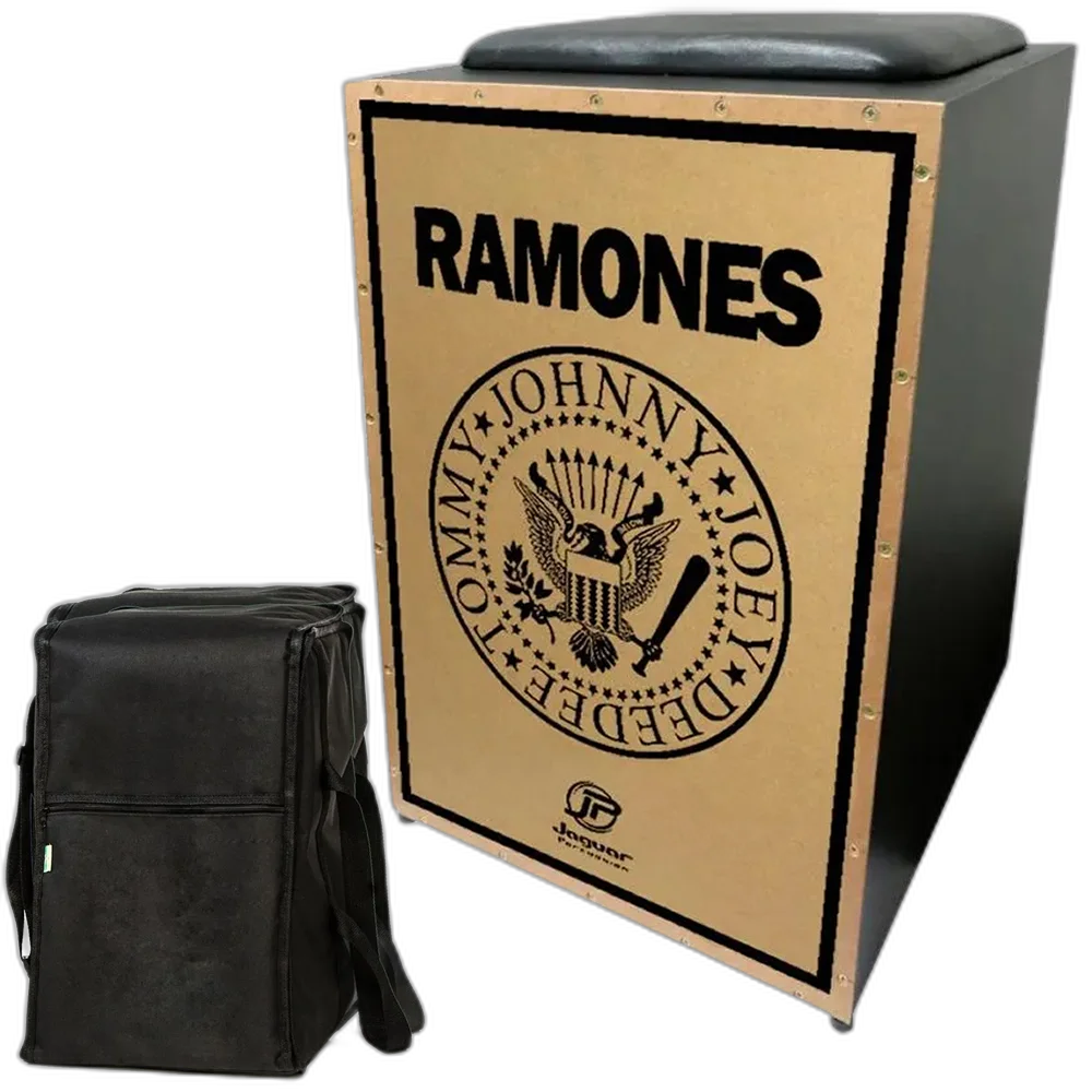 Cajon Acústico Jaguar Linha Cj1000 K2-PB 032 Ramones + Capa