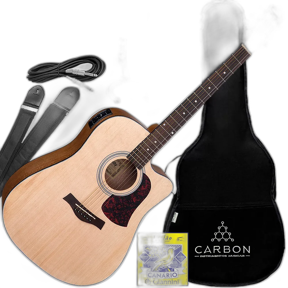 Kit Violão Eletroacústico Aço Shelby Sgd193c Stnt Natural Vx02