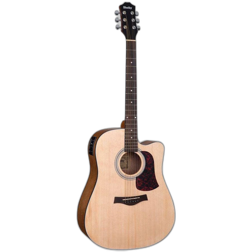 Kit Violão Eletroacústico Aço Shelby Sgd193c Stnt Natural Vx02