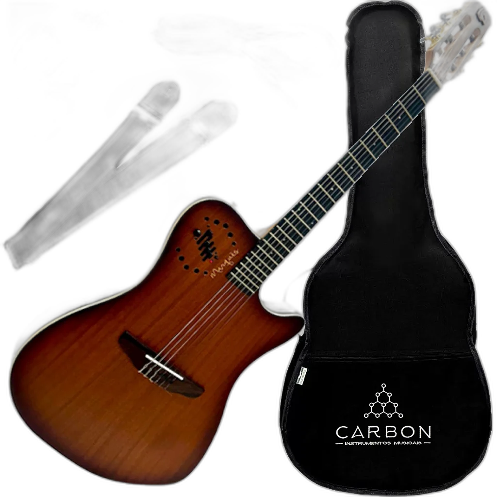 Kit Violão Eletroacústico Marquês VN-12 Flat Nylon Castanho VX01
