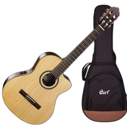 Violão Eletroacústico Cort Classic AC160CF NT com Tampo em Spruce e Laterais em Ébano Macassar com Fishman Presys II e Bag