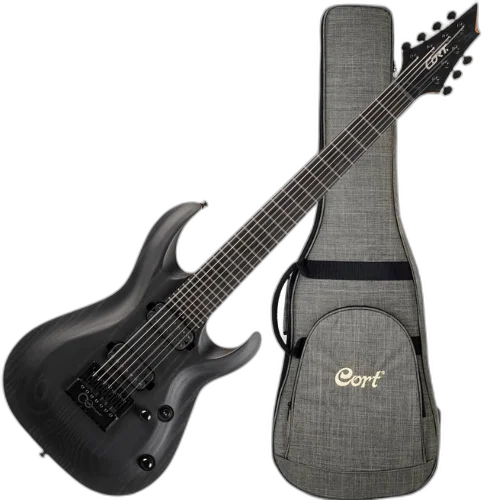 Guitarra Cort KX707 EverTune 7 Cordas Open Pore Black com Captadores Seymour Duncan