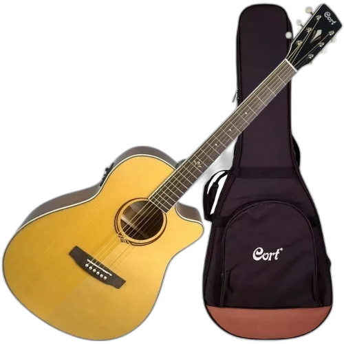 Violão Eletroacústico Cort MJ MFDX Natural Mini Jumbo com Capa