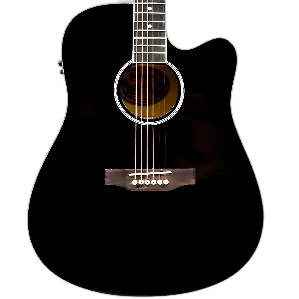 Violão Eletroacústico Waldman DCE 141 BK Folk Aço e Pré-amplificador EQ-3RT