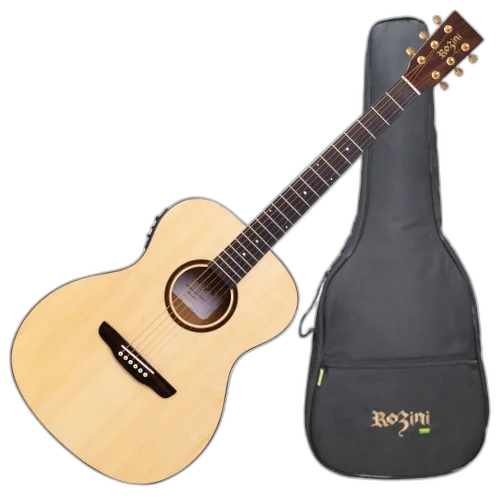 Violão Rozini Premium RX220.AT.N.LP Auditório Eletroacústico Natural com Tampo Maciço e Bag