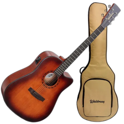 Violão Eletroacústico Aço Waldman DCEX-1141 AMB Amber Folk com Equalizador 4 Bandas e Bag