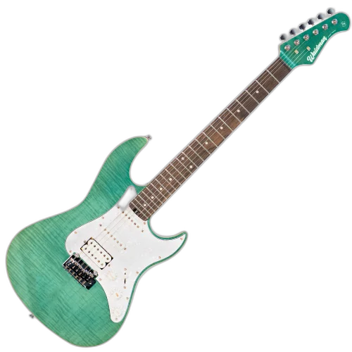 Guitarra Waldman ST-511F FAQ Faded Aqua Premium com Tampo Flamed e Tremolo