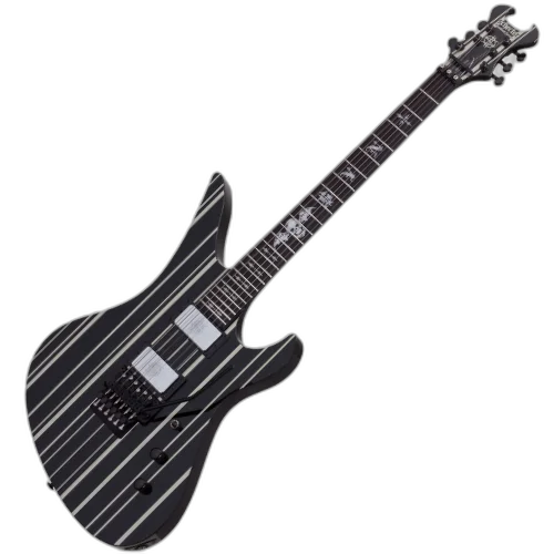 Guitarra Schecter Synyster Custom GBSPS Gloss Black with Silver Pinstripes com Captadores Synyster Gates Signature e Floyd Rose 1740
