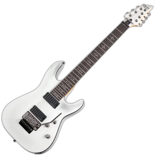 Guitarra Schecter Demon-7 FR Vintage White 7 Cordas com Captadores Duncan Designed HB-105 e Ponte Floyd Rose Special 3250