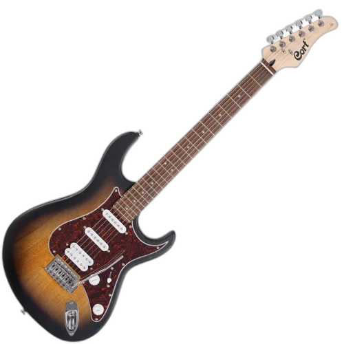 Guitarra Cort G110 OPSB Open Pore Sunburst com Captadores Powersound HSS e Ponte Vintage Tremolo