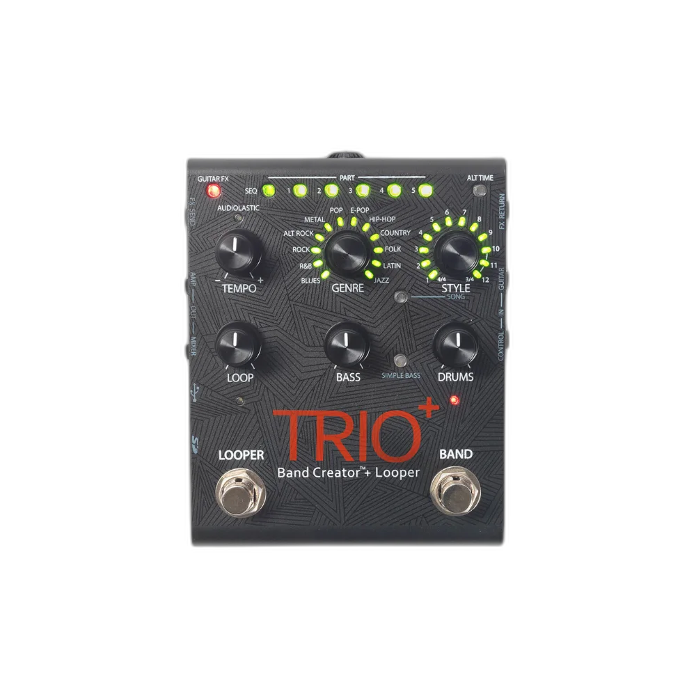 Pedal Band Creator Digitech Trio Plus V - Looper com Backing Tracks Automático e 12 Gêneros Musicais
