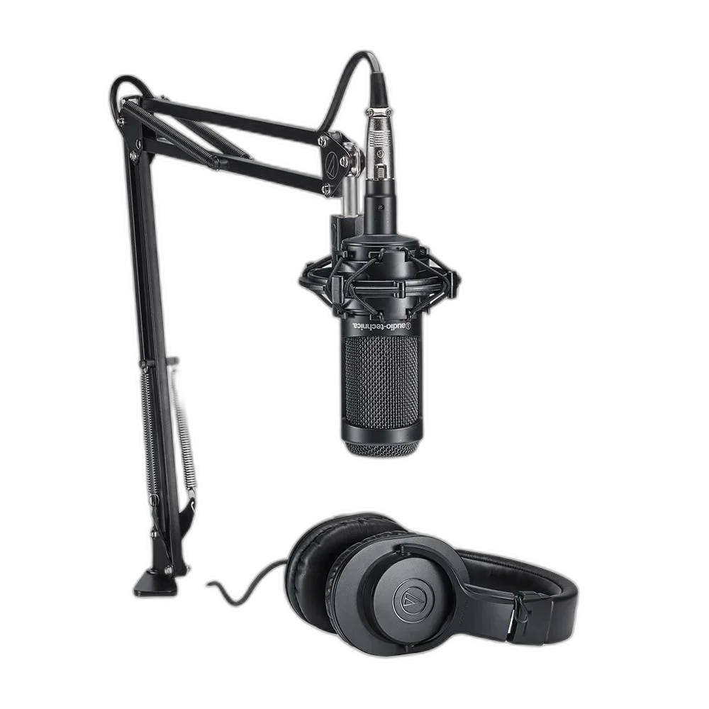 Kit Microfone Audio-Technica AT2035PK Cardióide com Headphone ATH-M20x e Braço Articulado
