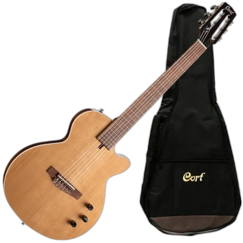 Violão Eletroacústico Cort Sunset Nylectric II NAT Natural Gloss Clássico Nylon com Tampo Spruce e Fishman VTB e Bag