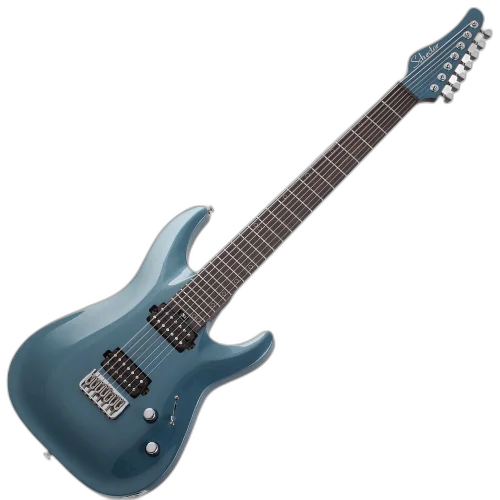 Guitarra Schecter Aaron Marshall AM-7 CSL Cobalt Slate 7 Cordas com Captadores Schecter USA Equinox e Solstice Humbucker e Ponte Hipshot Fixed 2941