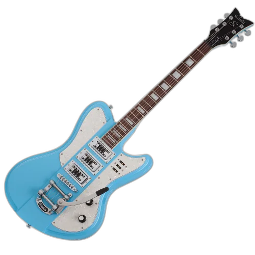 Guitarra Schecter Ultra-III VBLU Vintage Blue com Captadores Duncan Designed FG-101 e Ponte Bigsby B-50 com Roller TOM 3155