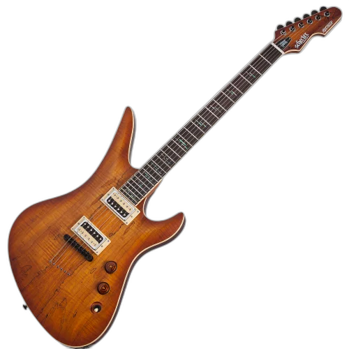 Guitarra Schecter Avenger Exotic SM Spalted Maple com Captadores Schecter USA Pasadena Plus e Pasadena Classic e Ponte TonePros Tune-O-Matic 580
