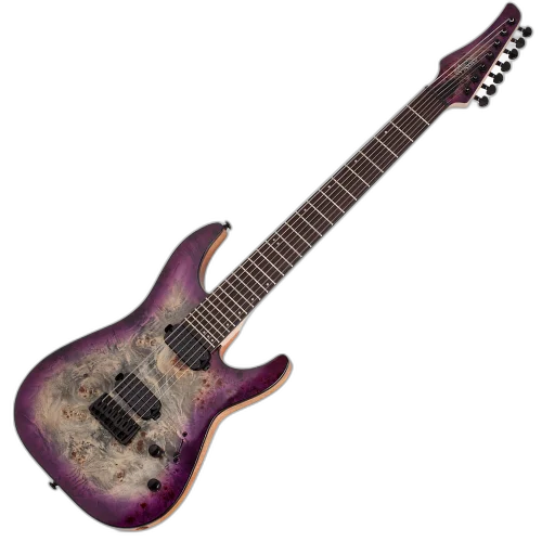 Guitarra Schecter C-7 Pro ARB Aurora Burst 7 Cordas com Captadores Schecter Diamond Decimator HH e Ponte Schecter Custom Hardtail 3636
