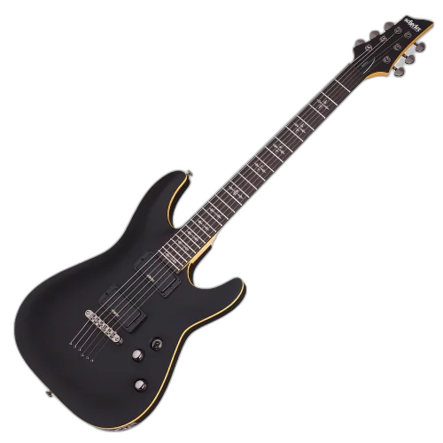 Guitarra Schecter Demon-6 ABS Aged Black Satin com Captadores Schecter Diamond Active HB-105S HH e Ponte Tune-O-Matic 3660