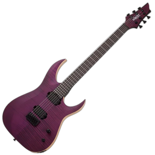 Guitarra Schecter Tao-6 STP Satin Trans Purple com Captadores Schecter USA Colossus/Chaosbreaker e Ponte Hipshot Fixed 462