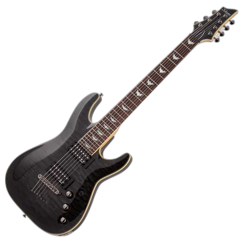 Guitarra Schecter Omen Extreme-7 STBLK See-Thru Black 7 Cordas com Captadores Schecter Diamond Plus e Ponte Tune-O-Matic 2007