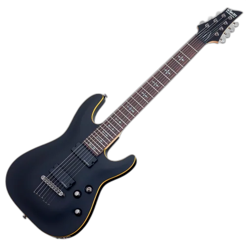 Guitarra Schecter Demon-7 ABS Aged Black Satin 7 Cordas com Captadores Schecter Diamond Active HB-105S e Ponte Hardtail 3662