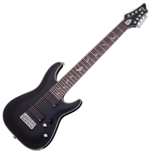 Guitarra Schecter Damien Platinum-8 SB Satin Black 8 Cordas com Captadores EMG 808 e Ponte Tune-O-Matic 1187
