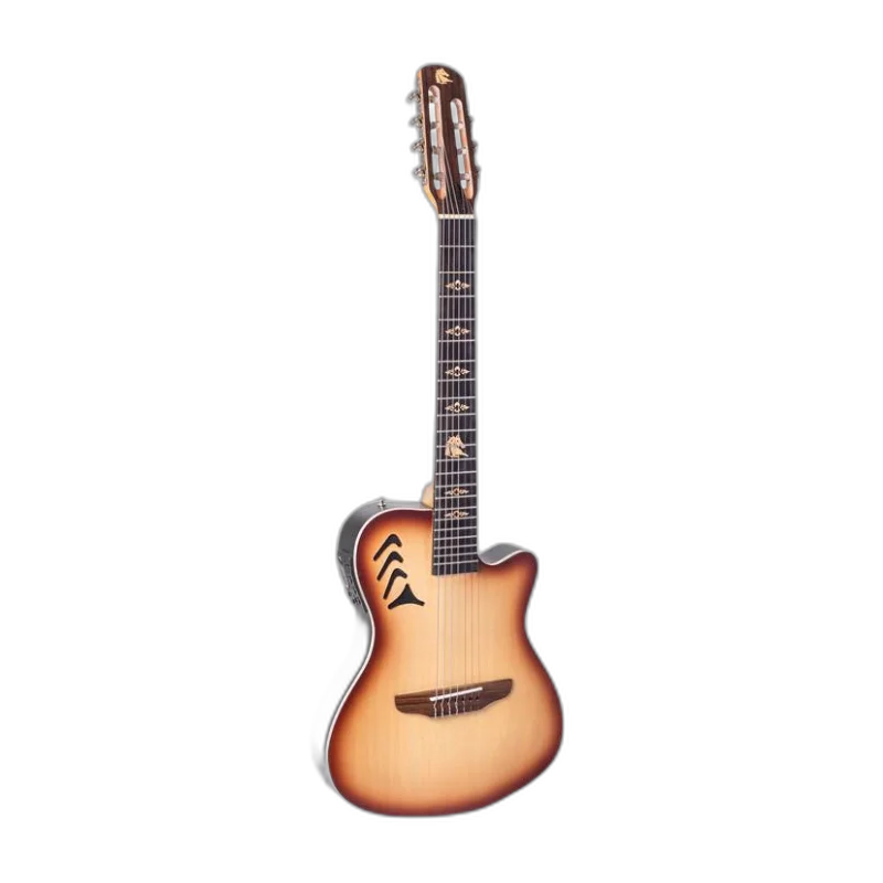 Violão Eletroacústico Marquês 7-VN-23NBEQ 7 Cordas Super Flat Natural Sombra com MET-A08