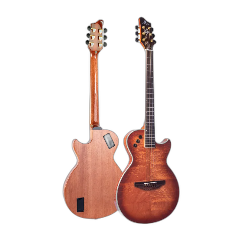 Violão Eletroacústico Marquês VA09 MGT EQ Flat Anatômico Mahogany Tigrado Brilho Aço com MQ3