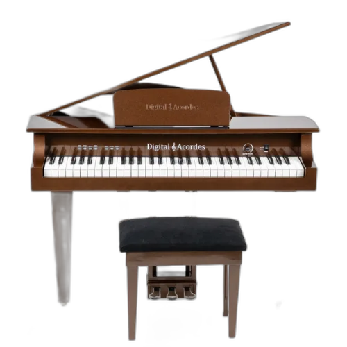 Piano Digital Acordes Cauda Infantil Bronze com 61 Teclas Waterfall e Amplificação Estéreo 18W RMS e Banqueta Almofadada