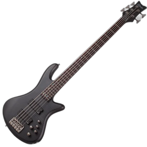 Contrabaixo Schecter Stiletto Studio-5 STBLS See-Thru Black Satin com Captadores EMG 40HZ e Ponte Schecter Custom Bass String-Thru 2721