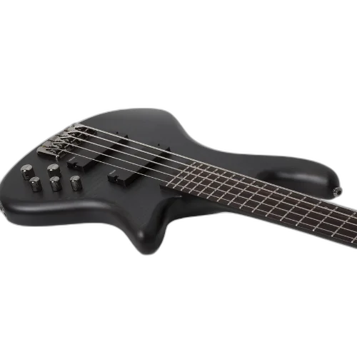 Contrabaixo Schecter Stiletto Studio-5 STBLS See-Thru Black Satin com Captadores EMG 40HZ e Ponte Schecter Custom Bass String-Thru 2721