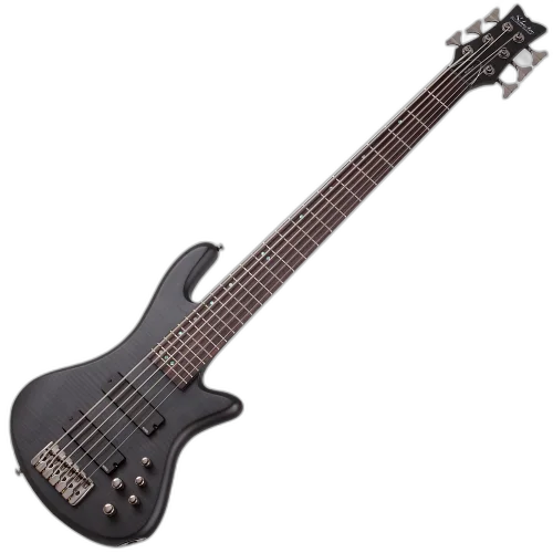 Contrabaixo Schecter Stiletto Studio-6 STBLS See-Thru Black Satin com Captadores EMG 40HZ e Ponte Schecter Custom Bass String-Thru 2731