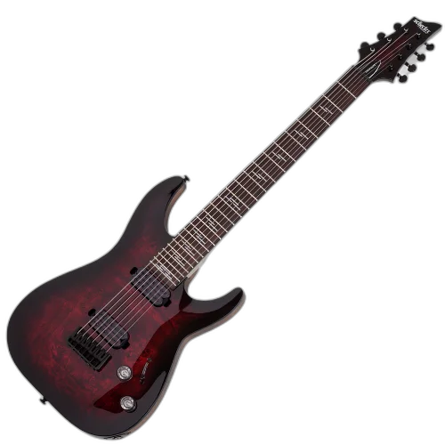 Guitarra Schecter Omen Elite-7 BCHB Black Cherry Burst com Captadores Schecter Diamond Heretic e Ponte Hardtail w/ String Thru Body 2456
