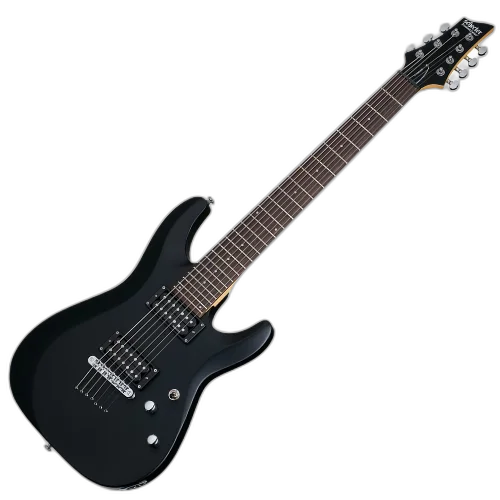 Guitarra Schecter C-7 Deluxe Satin Black com Captadores Schecter USA SuperCharger Mach-6 e Ponte Hipshot Hardtail 437