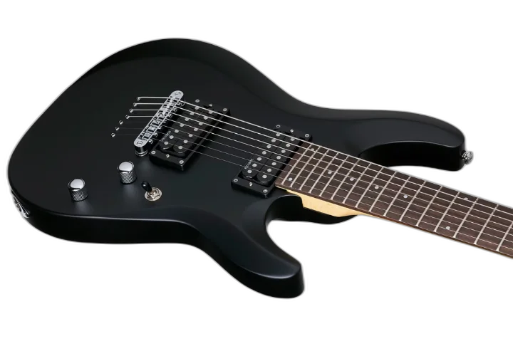 Guitarra Schecter C-7 Deluxe Satin Black com Captadores Schecter USA SuperCharger Mach-6 e Ponte Hipshot Hardtail 437