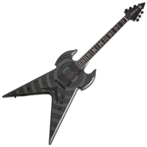 Guitarra Schecter Wylde Audio Warhammer NT Norse Dragon Bullseye MG Metallic Green com Captadores EMG 81/85 e Ponte Tune-O-Matic 4581