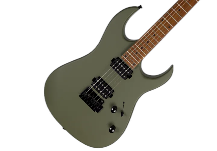 Guitarra Waldman WIGR120 OG Olive Green com Captadores HH Cerâmicos e Ponte Tremolo Semi-Flutuante