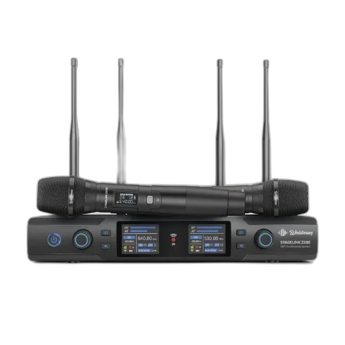 Microfone Sem Fio Duplo Waldman WSL-2200/530 com Tecnologia StageLink e Case de Transporte