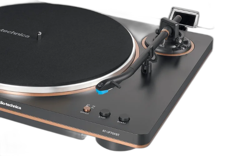Toca-Discos Automático Bluetooth Audio-Technica AT-LP70XBT Black/Bronze com Acionamento por Correia e Pré-Amplificador Phono Integrado