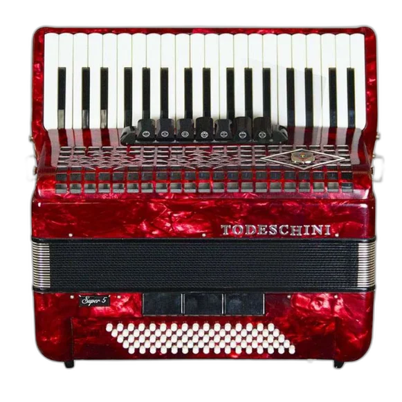 Acordeon Todeschini YW870 Vermelho 80 Baixos 37 Teclas com Bag