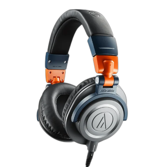 Fone de Ouvido Profissional Audio-Technica ATH-M50x LAB Limited Edition com Drivers 45mm Neodímio, Cabos Desconectáveis e Design Fan-Voted Azul/Laranja/Cinza