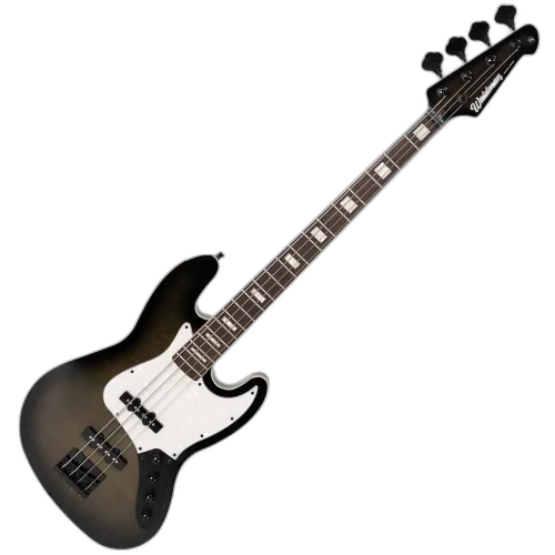 Contrabaixo Waldman GJJ500A FBKB Flat Black Burst 4 Cordas Ativo Jazz Bass com Captadores JJ Cerâmicos e Tampo Flamed Maple