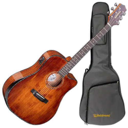 Violão Eletroacústico Aço Waldman DCEX-1841 FSB Abadia Fire Sunburst com Tampo Sólido e Bag
