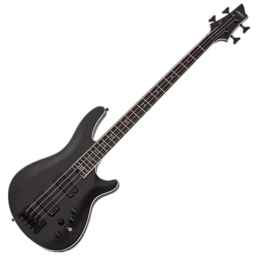 Contrabaixo Schecter SLS Evil Twin-4 Satin Black com Captadores Fishman Fluence Bass Soapbar e Ponte Schecter Custom Bass String Thru 1392